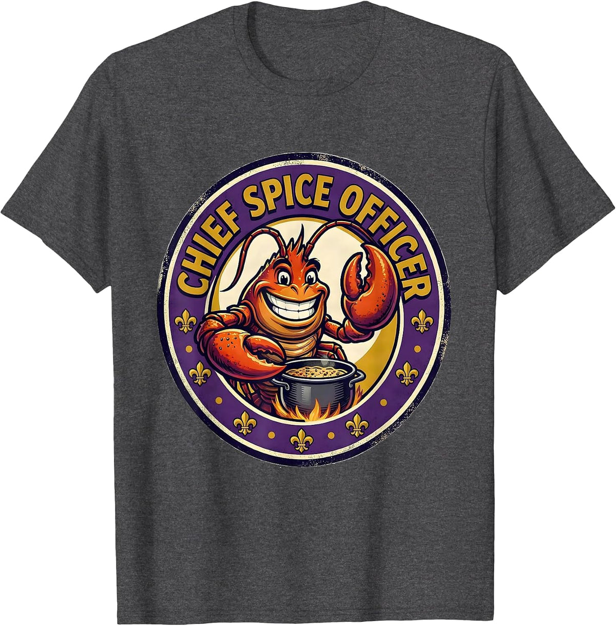 Chief Spice Officer Retro Advertising Mascot Mardi Gras T-Shirt - Dark Heather Grey