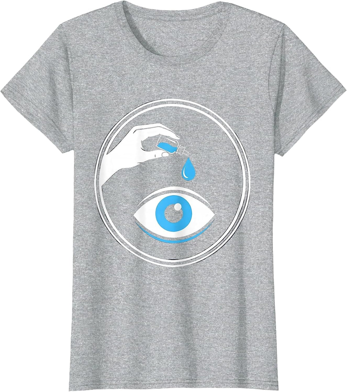 School Nurse Eye Drop Cartoon Graphic T-Shirt - Heather Grey
