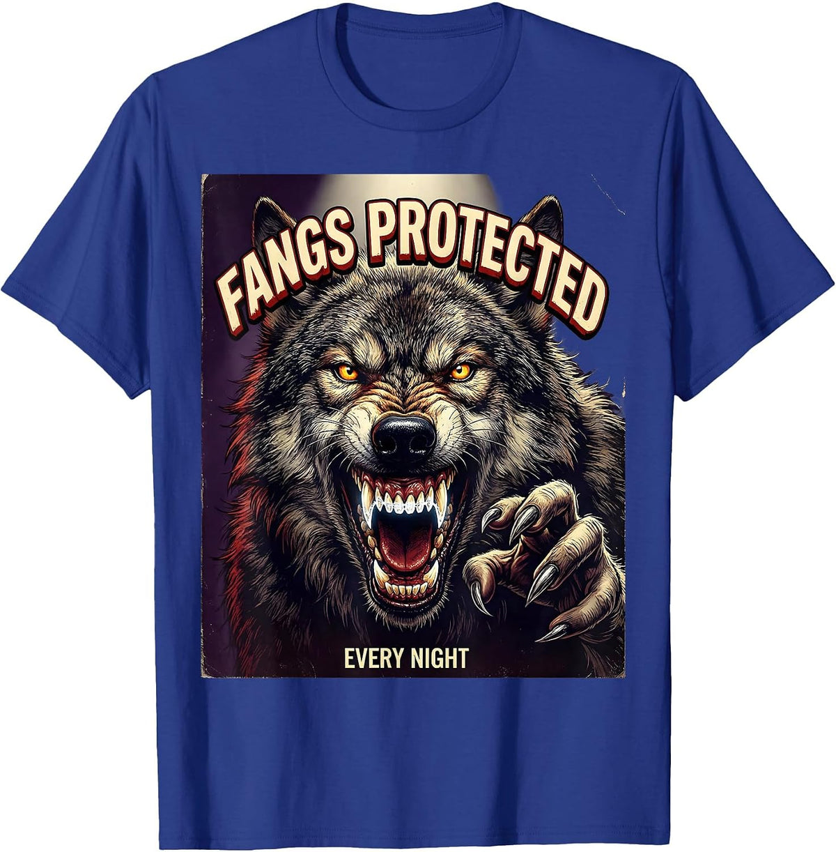 Halloween Dental Night Guard Wolf Design T-Shirt - Royal Blue
