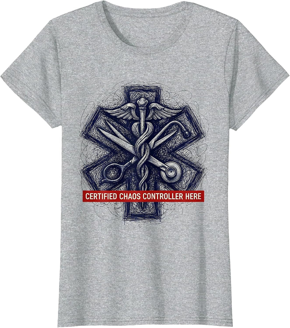 Certified Chaos Controller EMT Graphic Design T-Shirt - Heather Grey