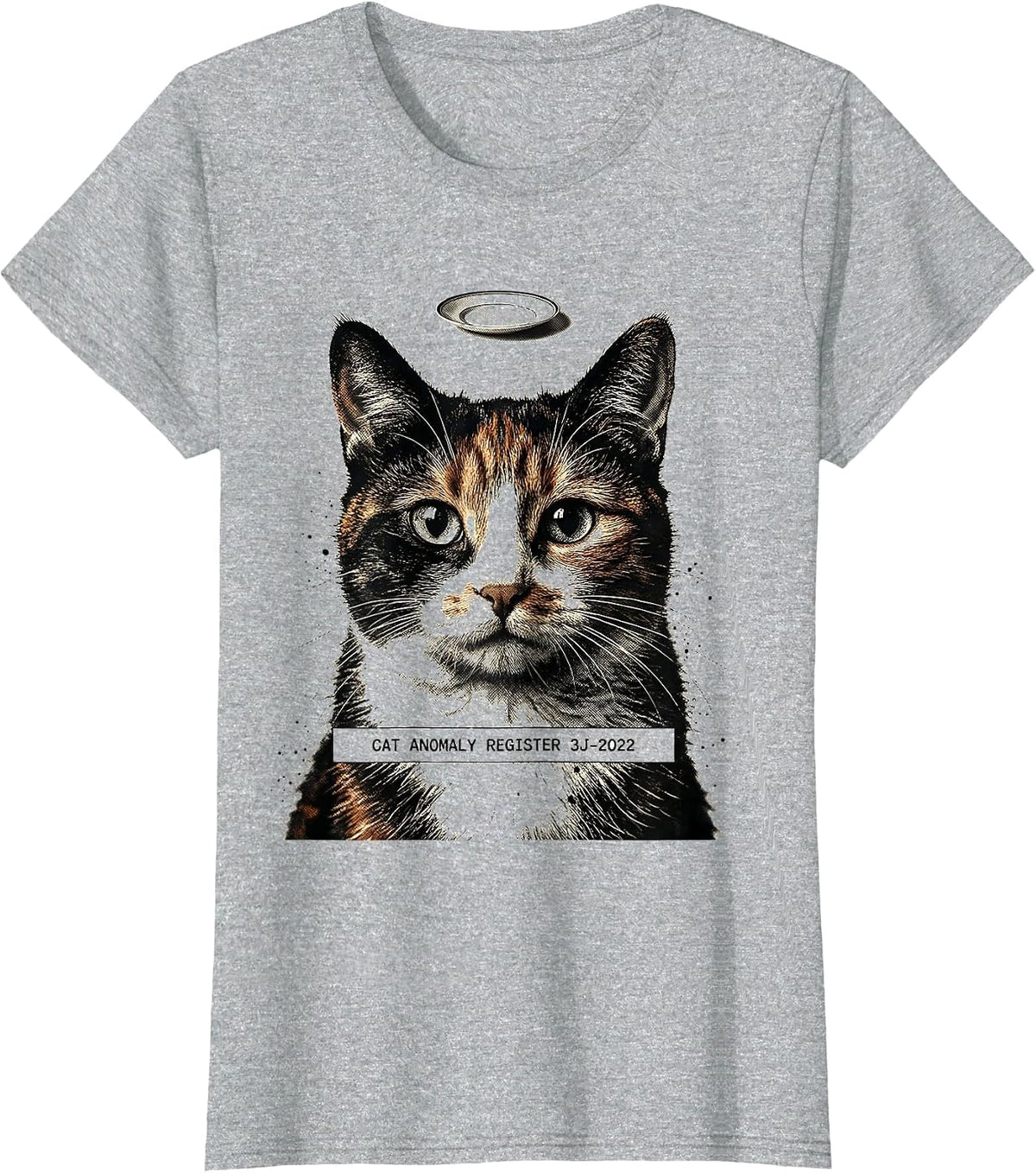 Cat Anomaly Register 3J-2022 Funny Cat UFO Abduction Gift T-Shirt - Heather Grey
