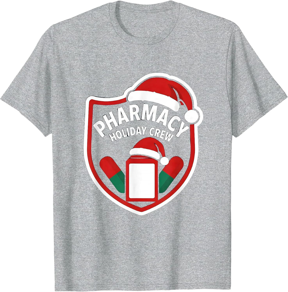 Men's Pharmacy Holiday Crew Funny Pharmacy Tech Christmas Matching T-Shirt - Heather Grey