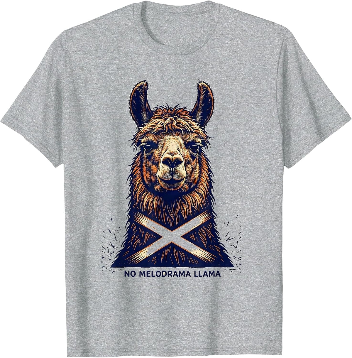 Men's No Melodrama Llama Funny Llama Lover Animal Humor T-Shirt - Heather Grey