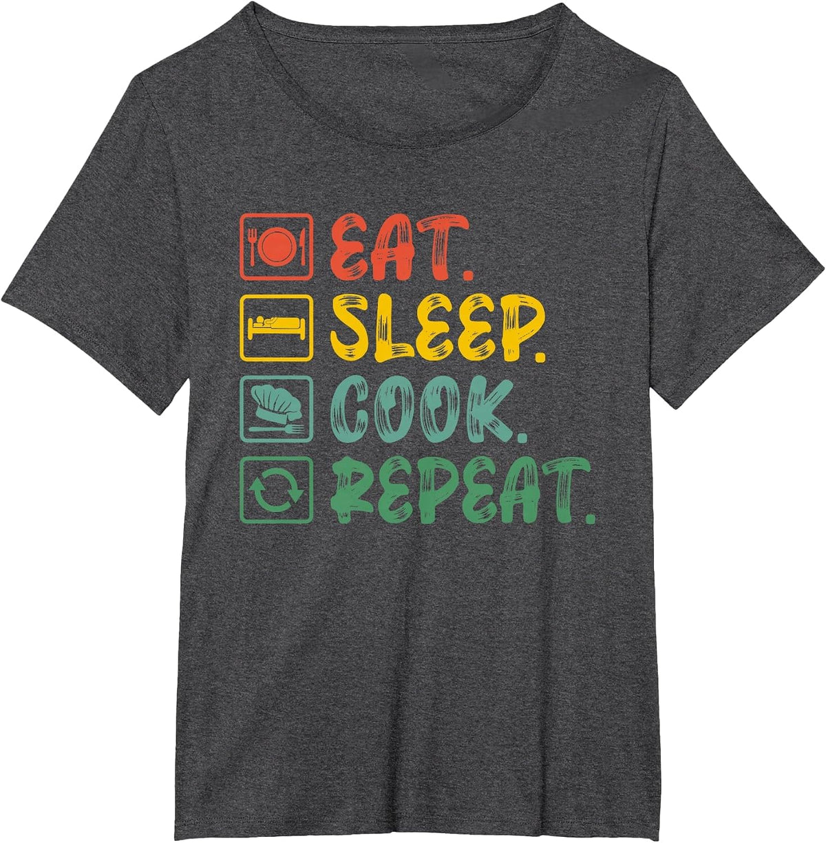 Eat Sleep Cook Repeat T-Shirt - Dark Heather Grey