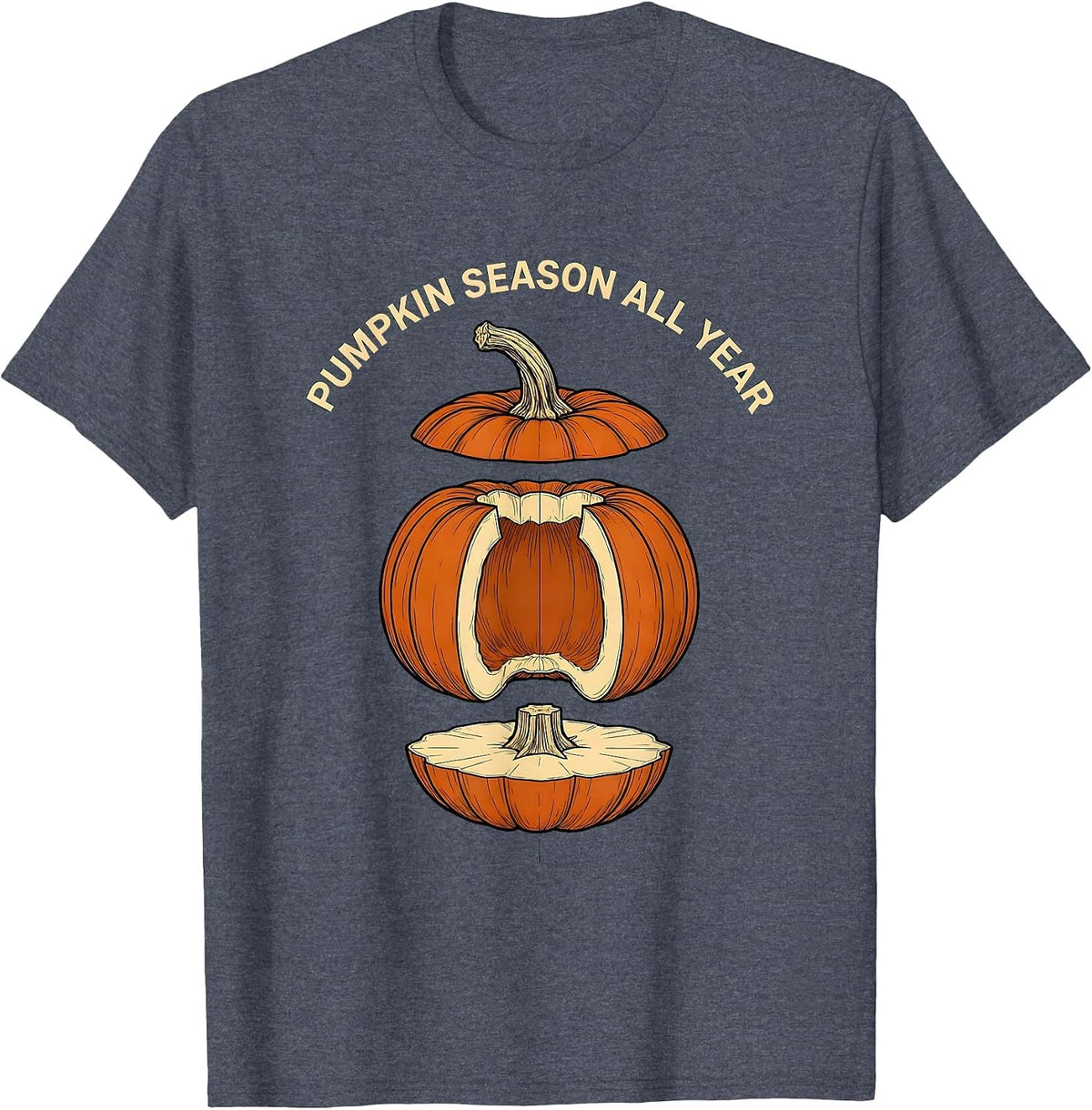 Pumpkin Season All Year Autumn Lover Design T-Shirt - Heather Blue