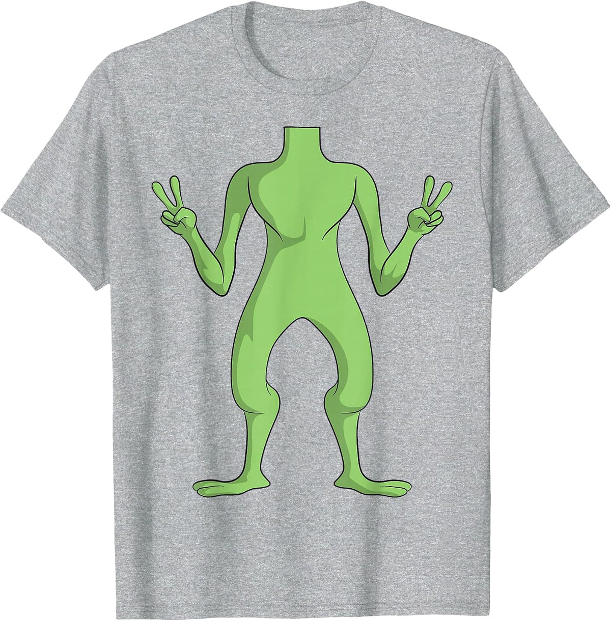 Alien Body Costume Halloween UFO Alien Lover Peace Sign T-Shirt - Heather Grey