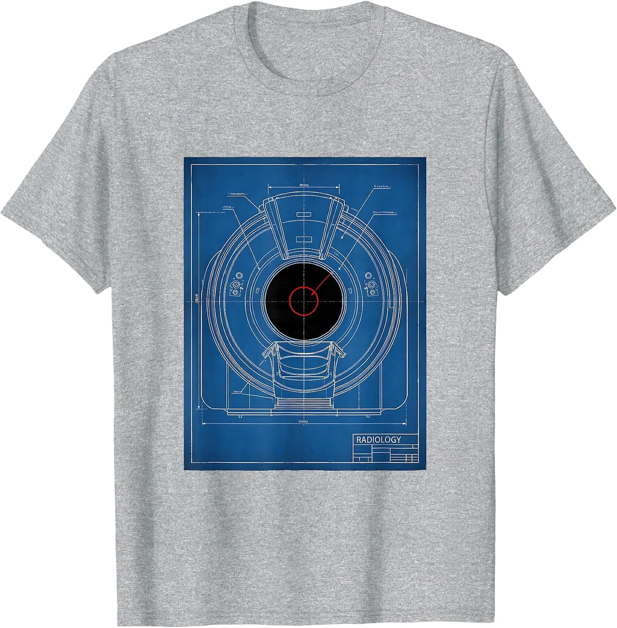 Men's RADIOLOGY Technical Blueprint Radiology Tech Coquette Cute T-Shirt - Heather Grey
