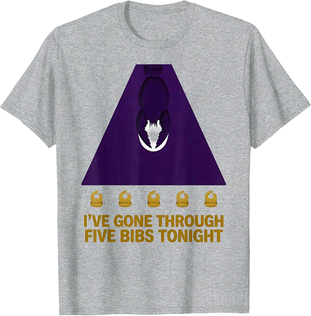 Men's I've Gone Through Five Bibs Tonight Funny Mardi Gras T-Shirt - Heather Grey