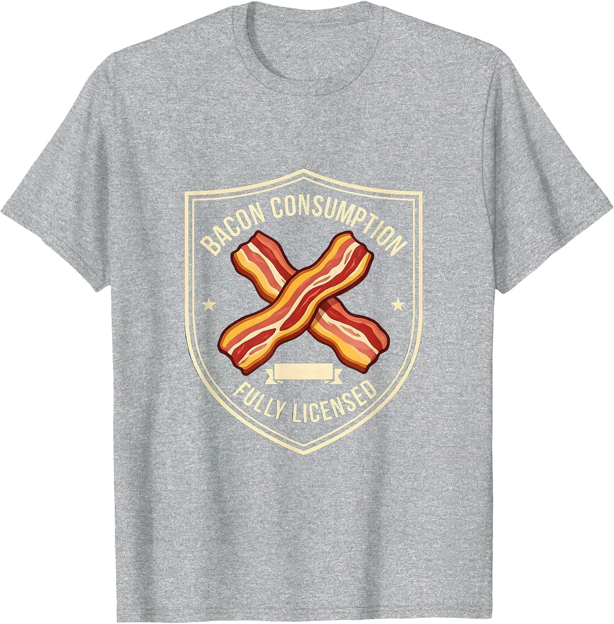 Men's Bacon Consumption, Fully Licensed Funny Foodie Pig Lover T-Shirt - Heather Grey