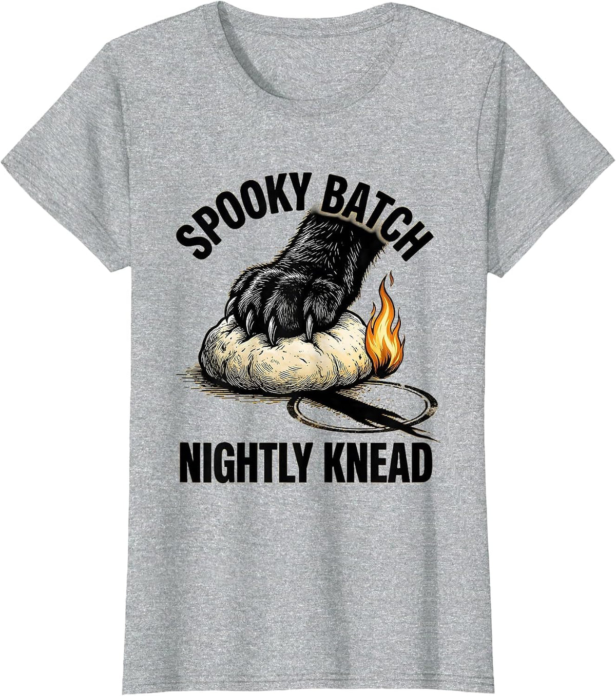 Spooky Batch Nightly Knead Funny Cat Bakery Biscuits T-Shirt - Heather Grey