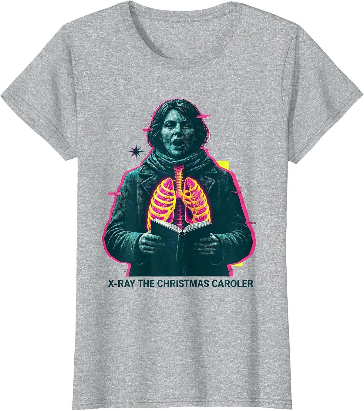 Women's X-Ray The Christmas Caroler Funny Radiology Tech Christmas T-Shirt - Heather Grey