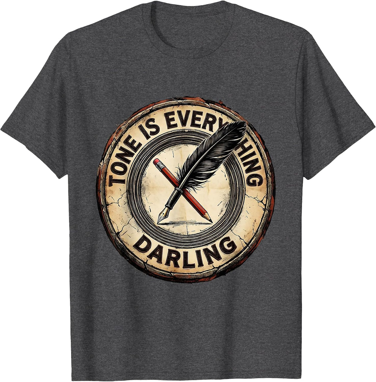 Tone Is Everything Darling English Teacher Design T-Shirt - Dark Heather Grey
