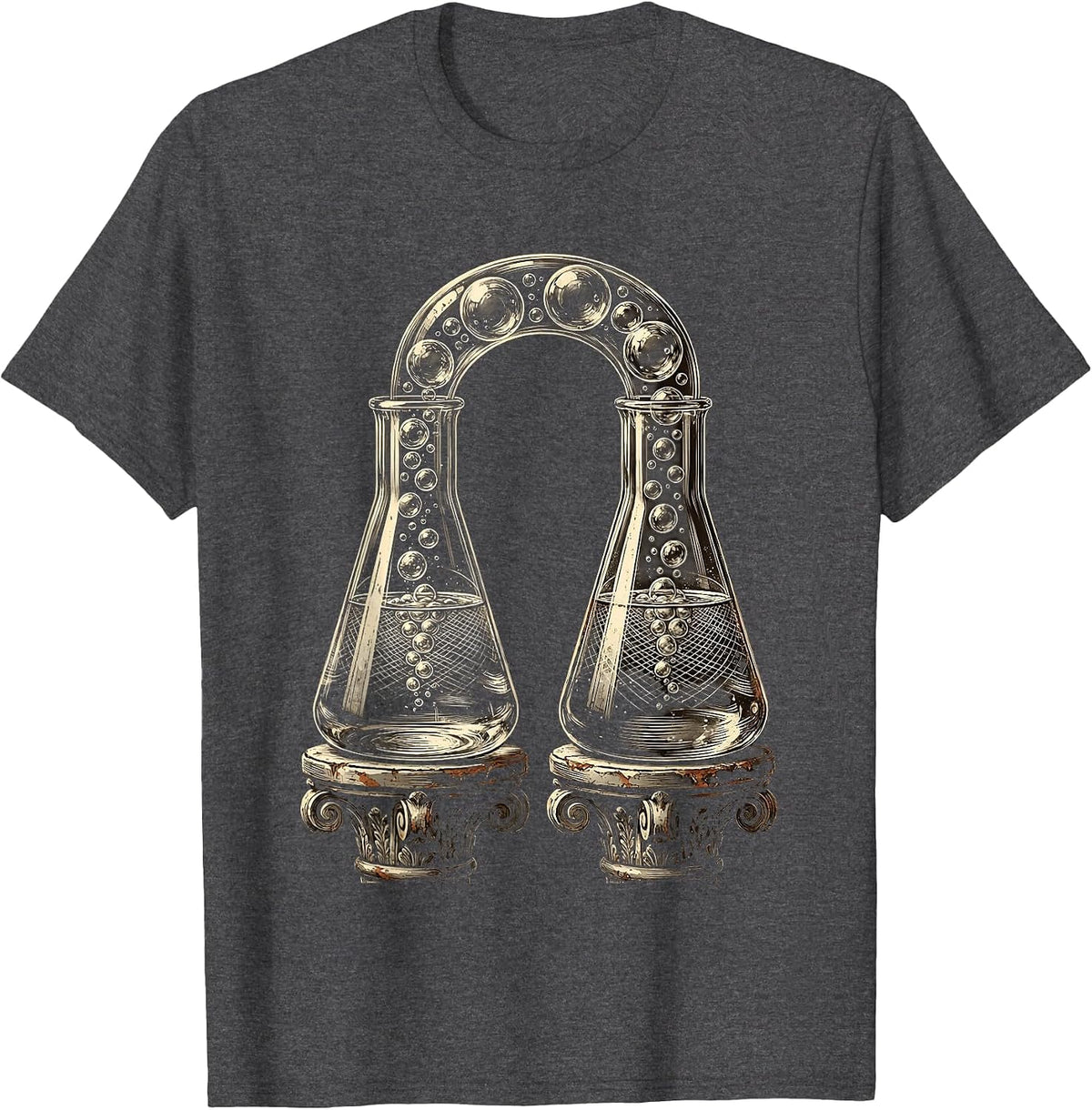 Science Teacher Chemistry Flask Bubbling Lab Design T-Shirt - Dark Heather Grey