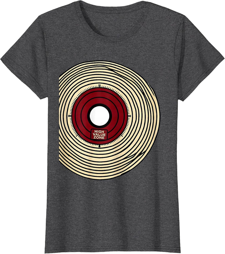 Women's HIGH VALUE ZONE Funny Bullseye Target Archery Shooting Range T-Shirt - Dark Heather Grey