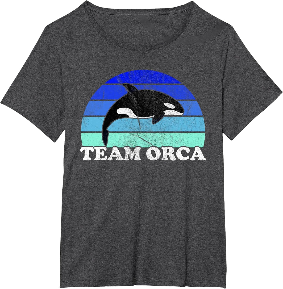 Team Orca - Whale Ocean Retro Sunset T-Shirt - Dark Heather Grey