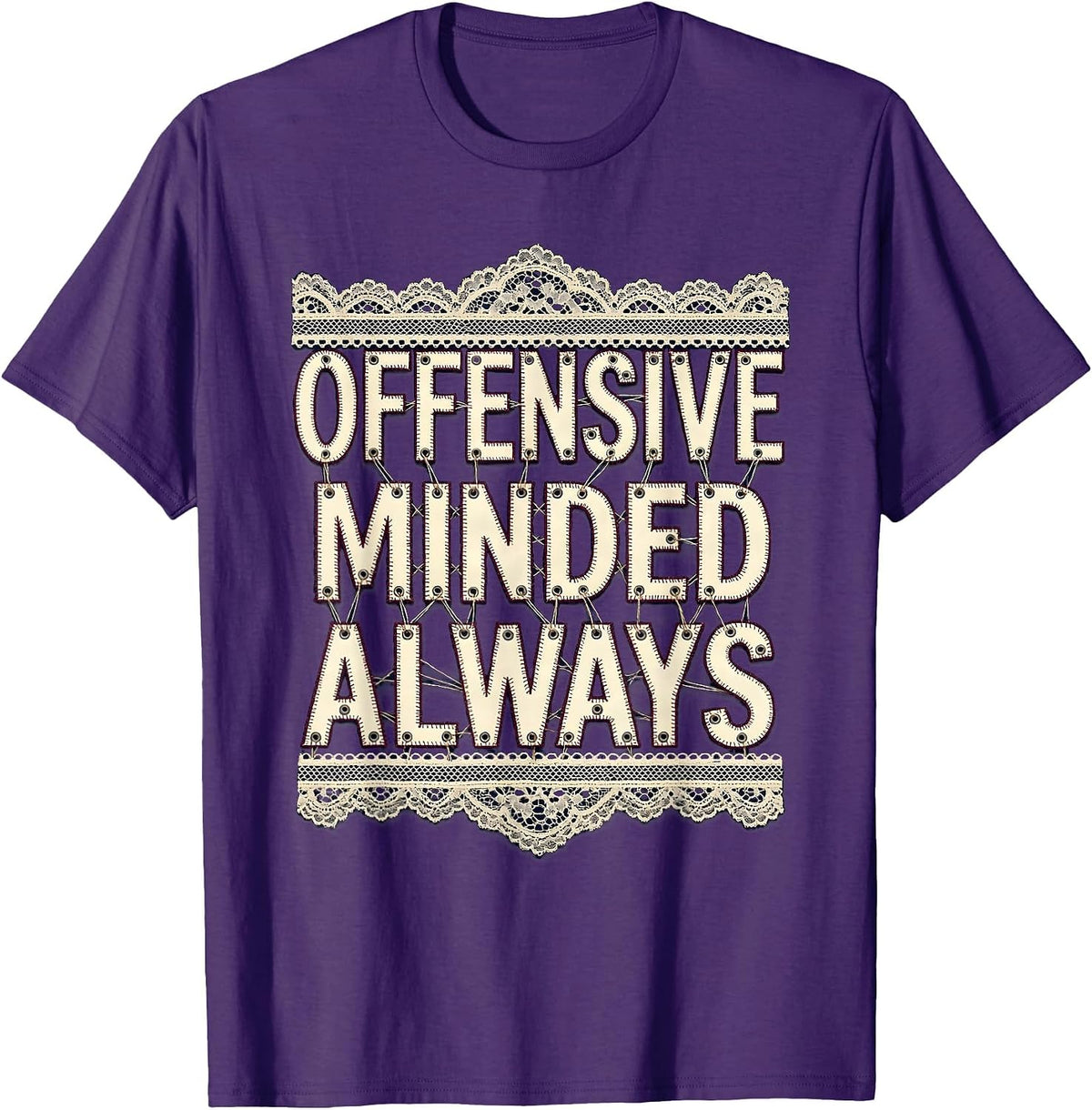 Offensive Minded Always Football Design T-Shirt - Purple