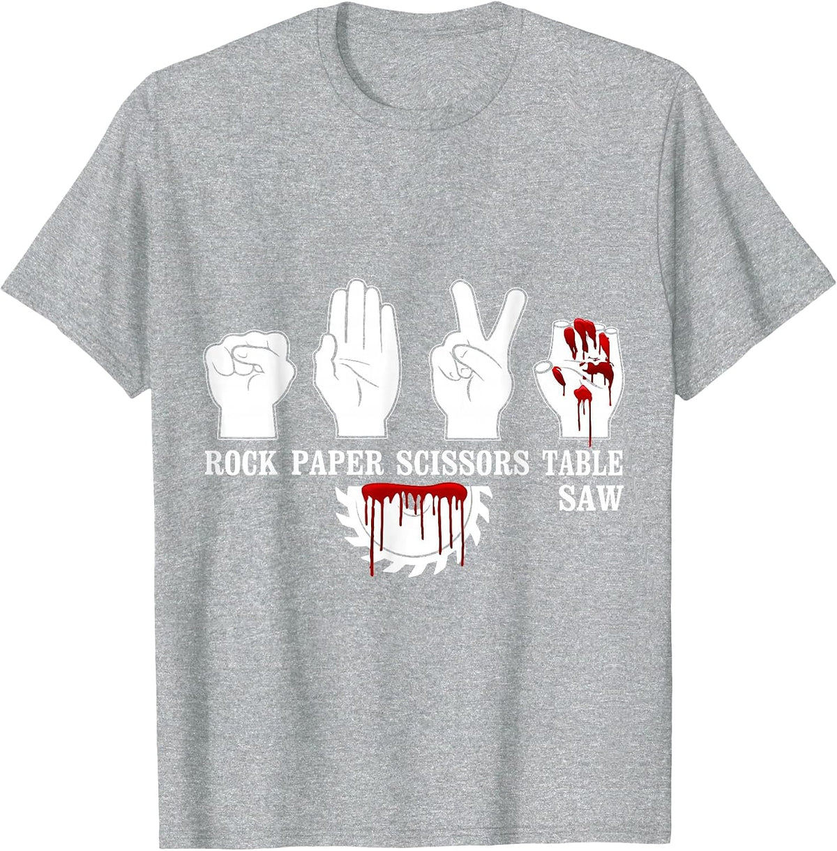 Rock Paper Scissor Table Saw Funny Carpentry Woodworking T-Shirt - Heather Grey
