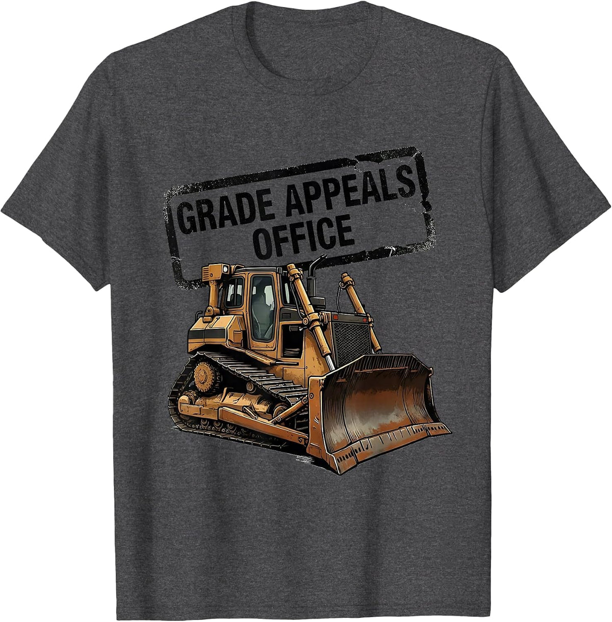 Men's Grade Appeals Office Rubber Stamp Heavy Equipment Operator T-Shirt - Dark Heather Grey