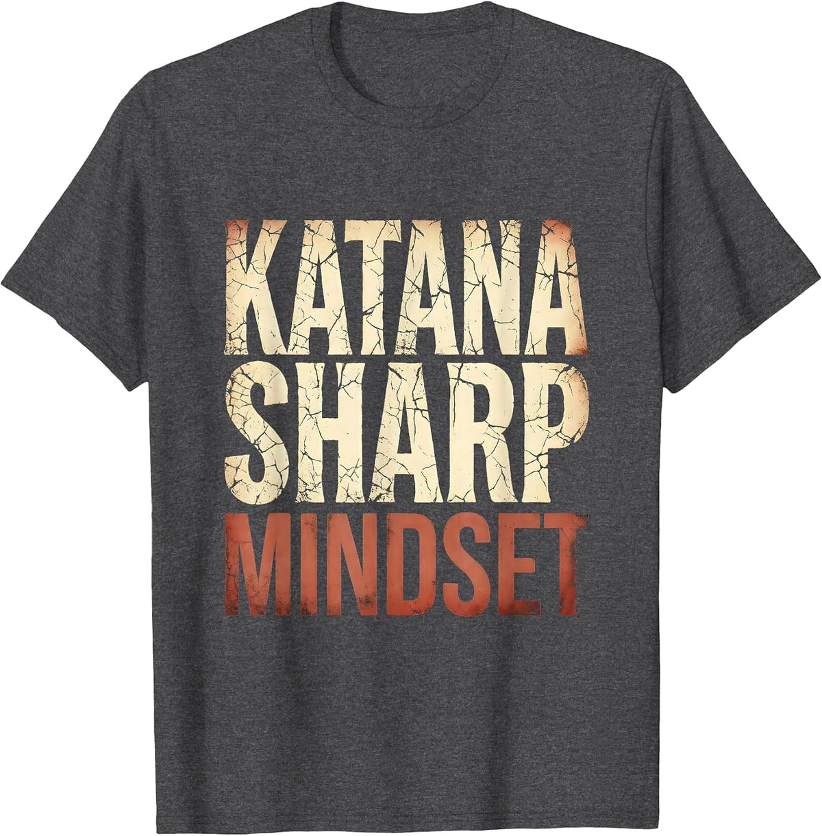 Katana Sharp Mindset Japanese Warrior Design T-Shirt - Dark Heather Grey
