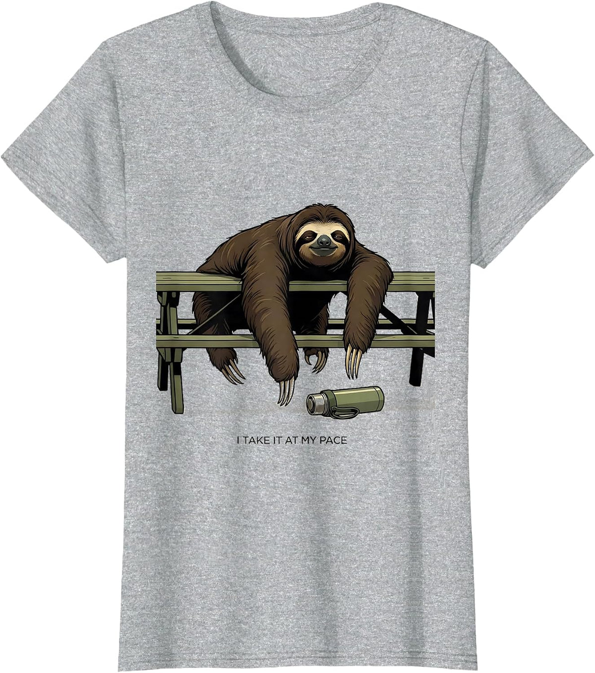 Women's I Take It At My Pace Funny Sloth Lover Animal Humor Gift T-Shirt - Heather Grey