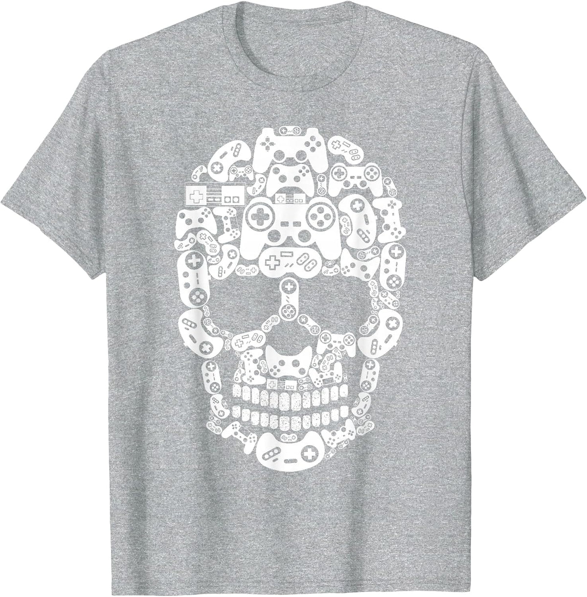 Halloween Skeleton Skull Gamer Boys Men Controller Gaming T-Shirt - Heather Grey