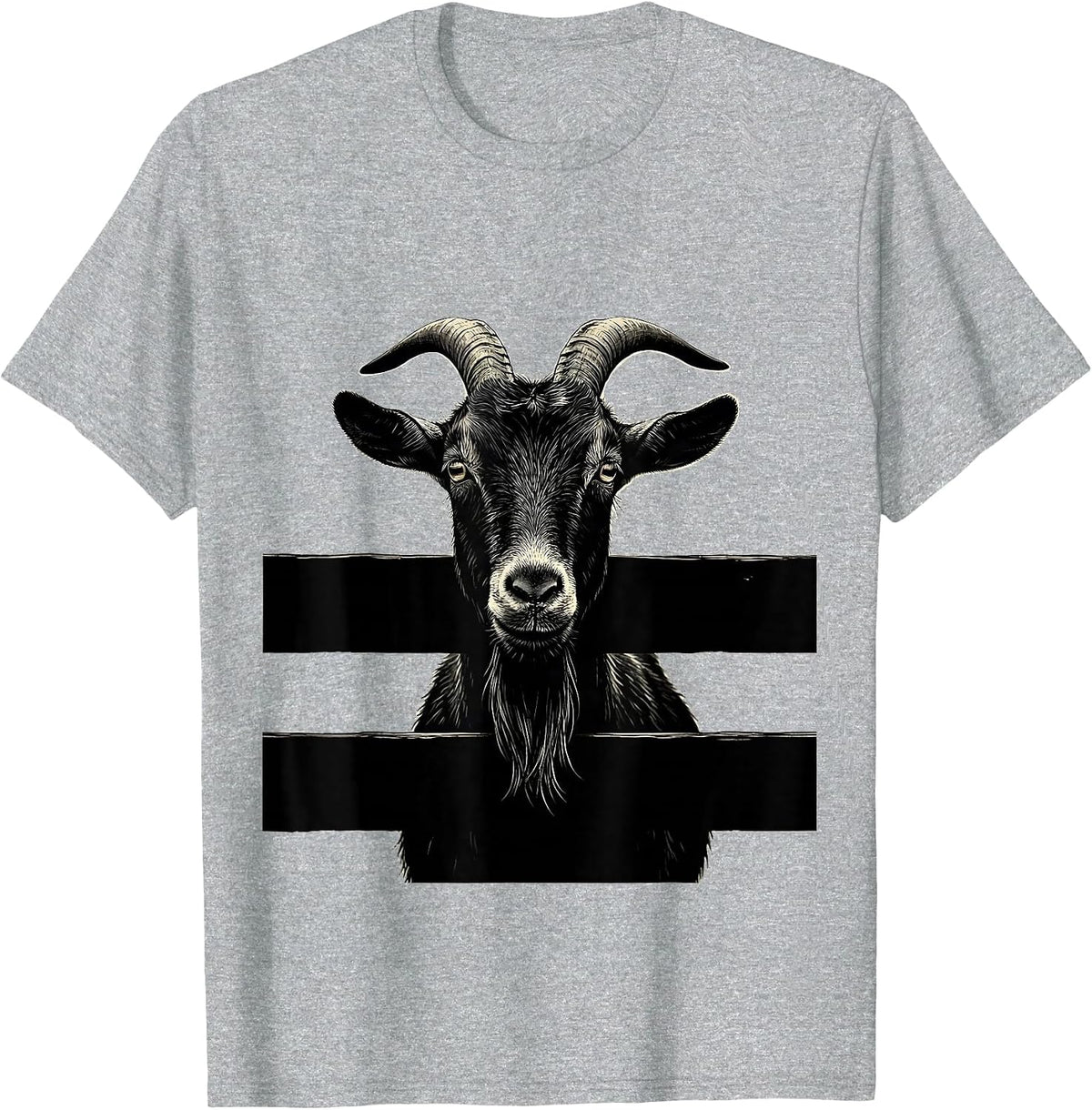 Men's Curious Goat Peering Over Wooden Fence T-Shirt - Heather Grey