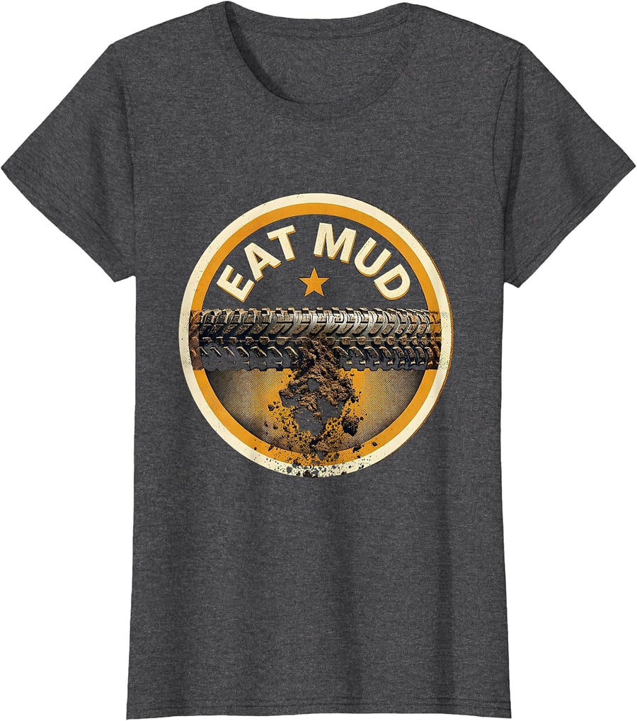 Women's Dirt Bike Tread Star Motocross Humor T-Shirt - Dark Heather Grey