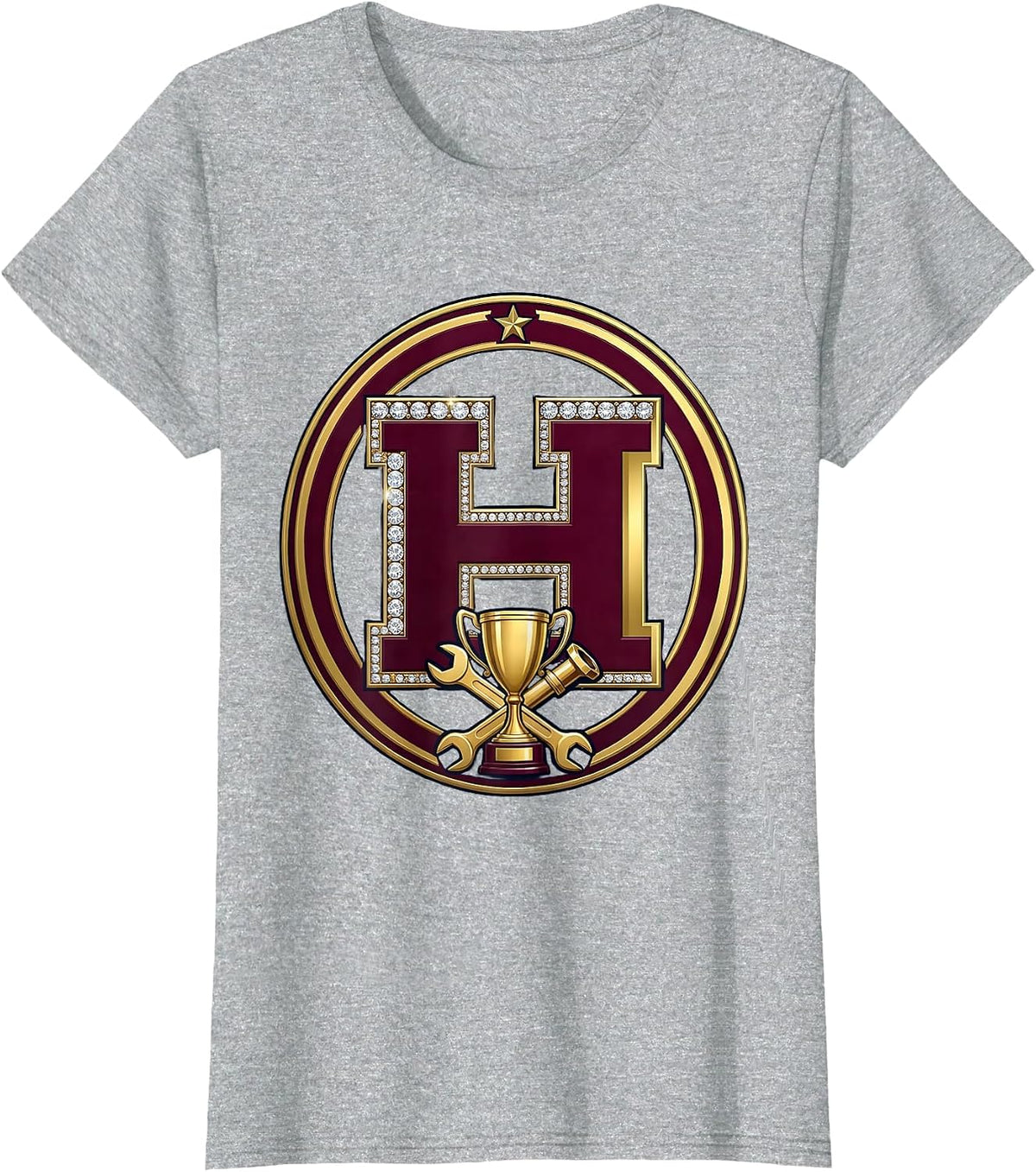 Trophy Husband Plumber Golden Toolbox Graphic Tee T-Shirt - Heather Grey