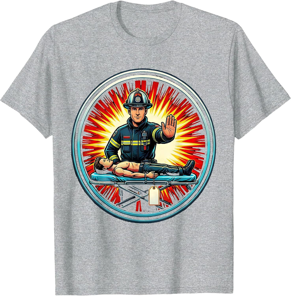 Men's Paramedic Training Mannequin Pop Art EMS Gift T-Shirt - Heather Grey