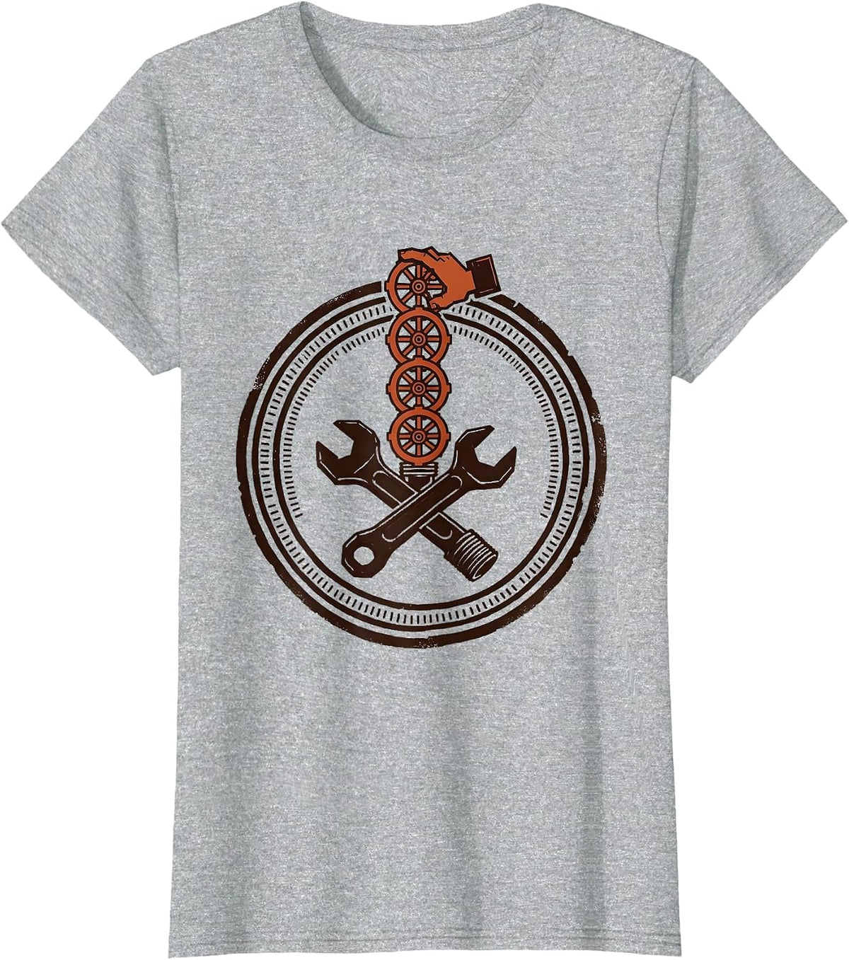 Sealed Pipe Wrench Badge Funny Plumber Occupational Humor T-Shirt - Heather Grey