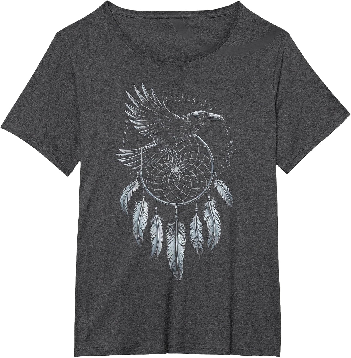 Raven Dreamcatcher Goth T-Shirt - Dark Heather Grey