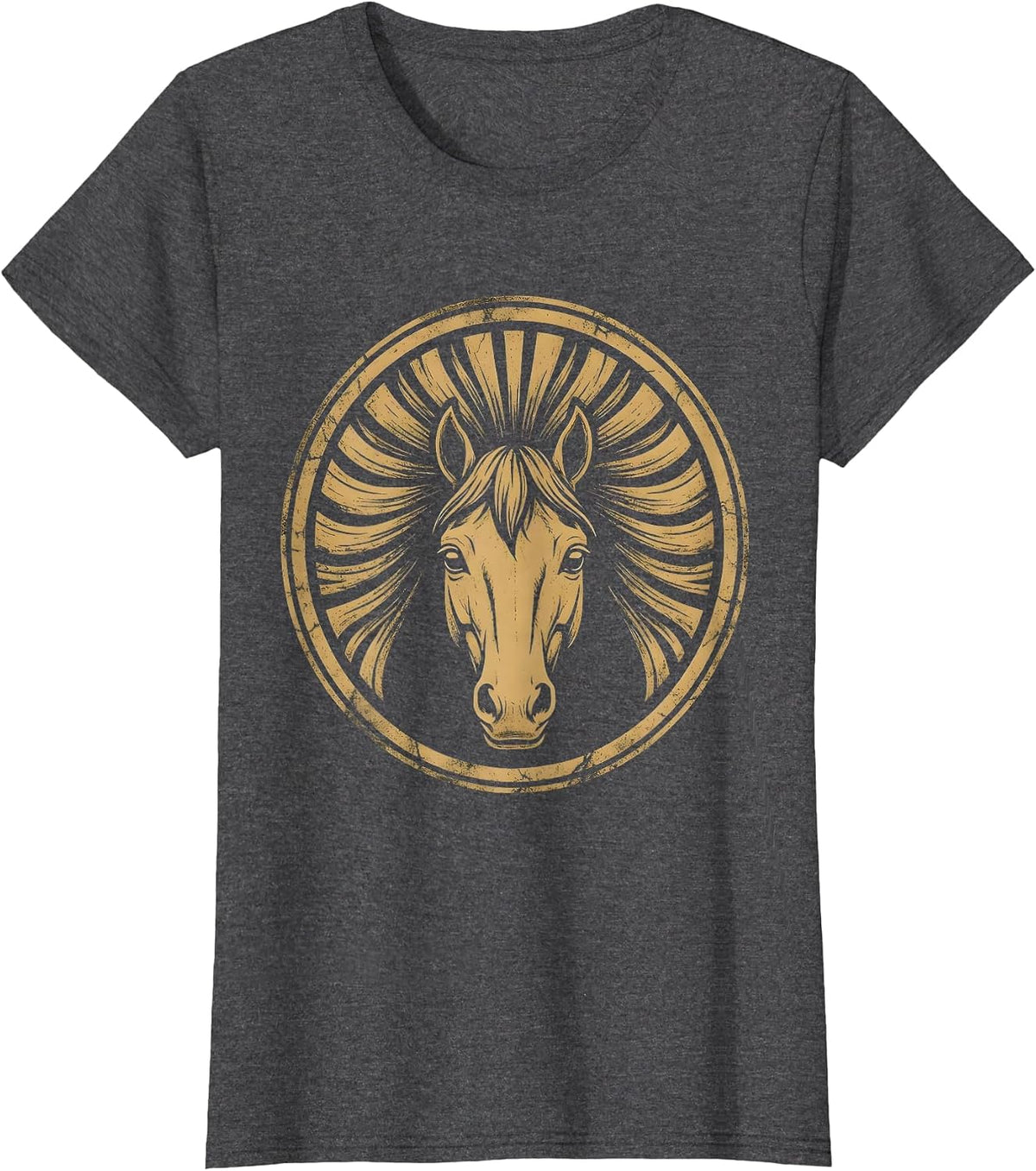 Women's Wild Horse Flowing Mane in the Wind Graphic T-Shirt - Dark Heather Grey