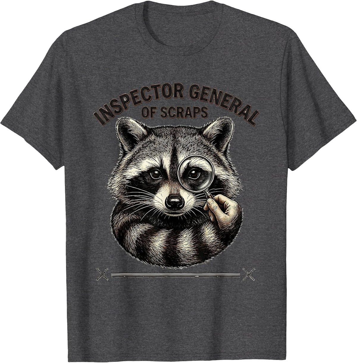 Inspector General Of Scraps Funny Raccoon Trash Panda Humor T-Shirt - Dark Heather Grey