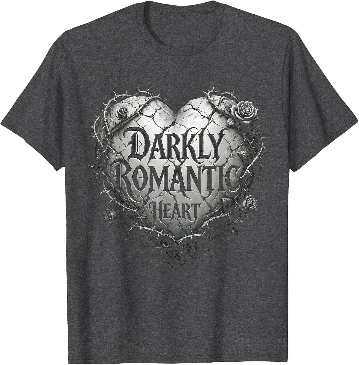 Darkly Romantic Heart Gothic Women Design T-Shirt - Dark Heather Grey