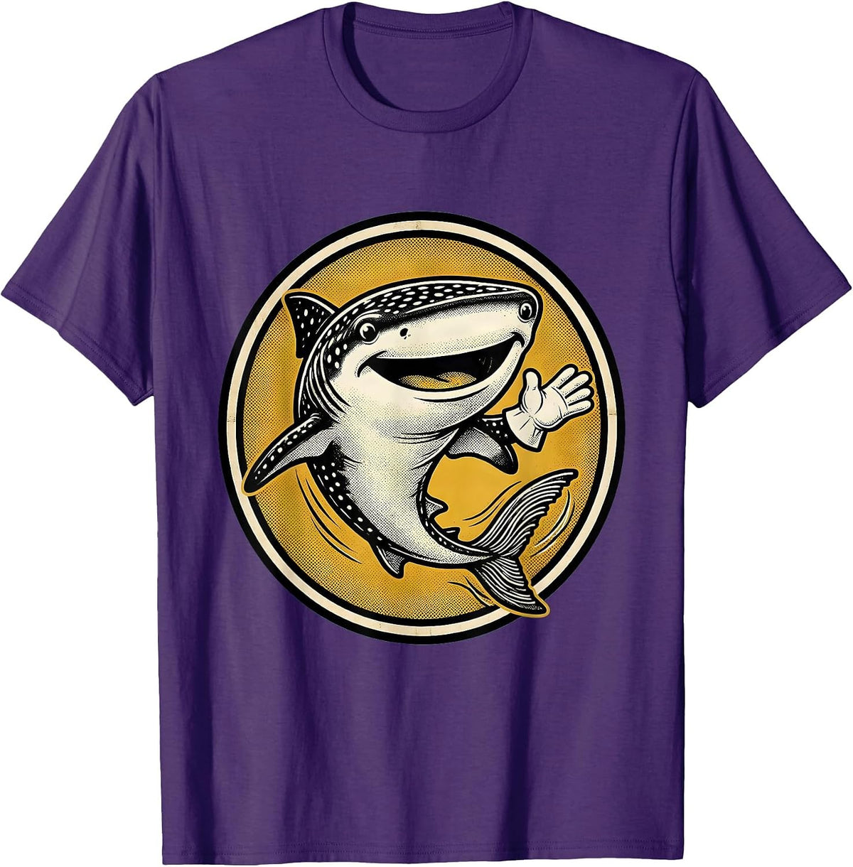 Whale Shark Retro Cartoon Ocean Animal Lover Gift T-Shirt - Purple
