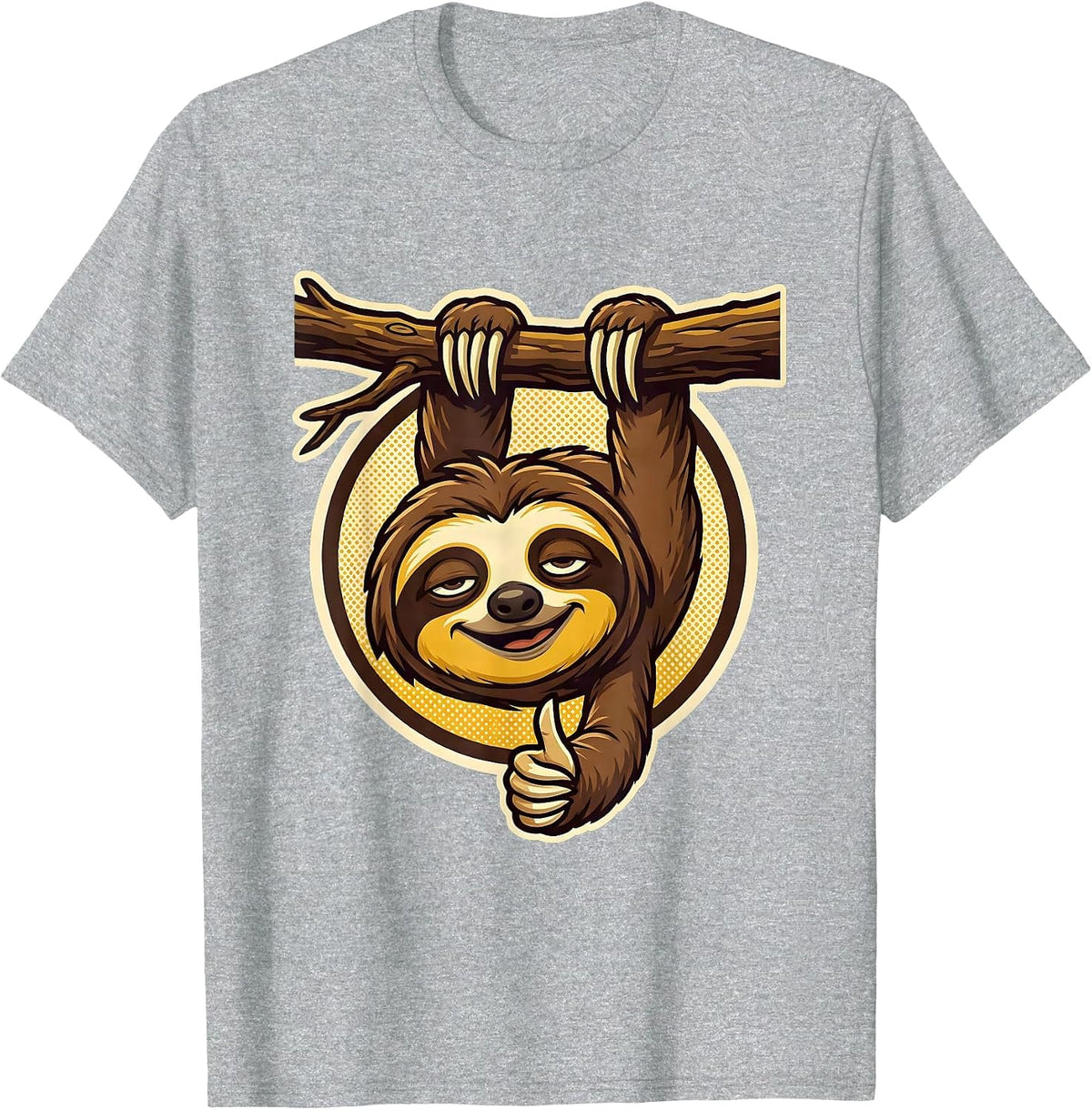 Men's Chill Sloth Hanging from Branch Illustration T-Shirt - Heather Grey