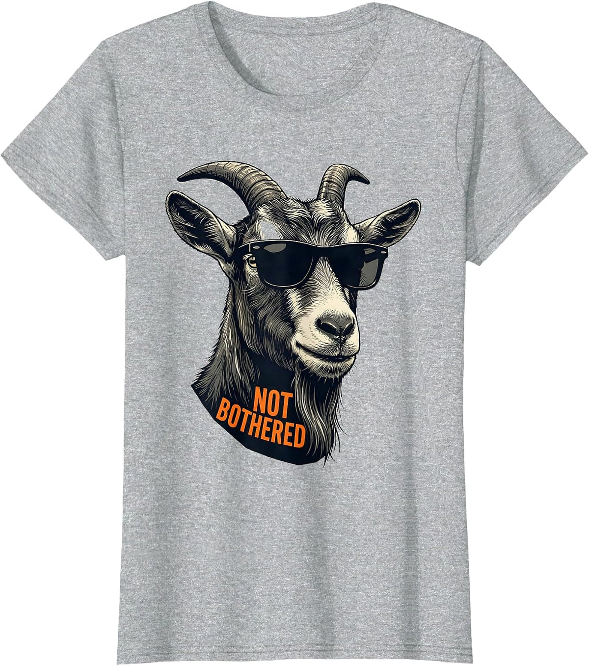 Not Bothered Funny Goat Humor Stencil Graphic Novelty T-Shirt - Heather Grey