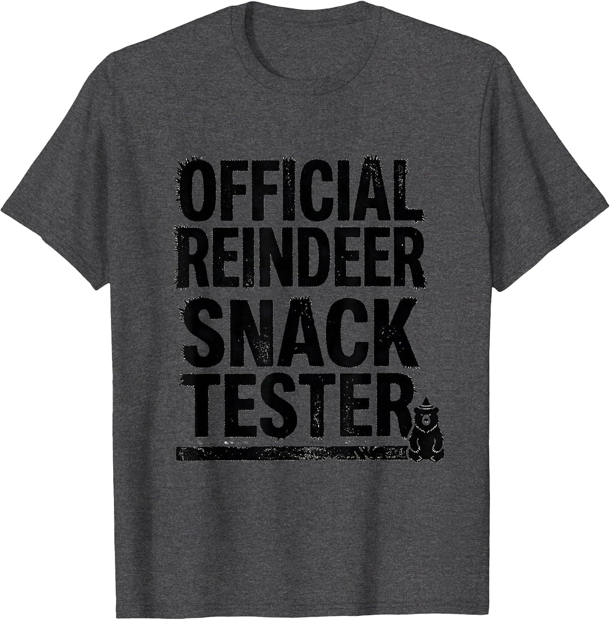 Men's Official Reindeer Snack Tester Funny Bear Christmas Humor T-Shirt - Dark Heather Grey