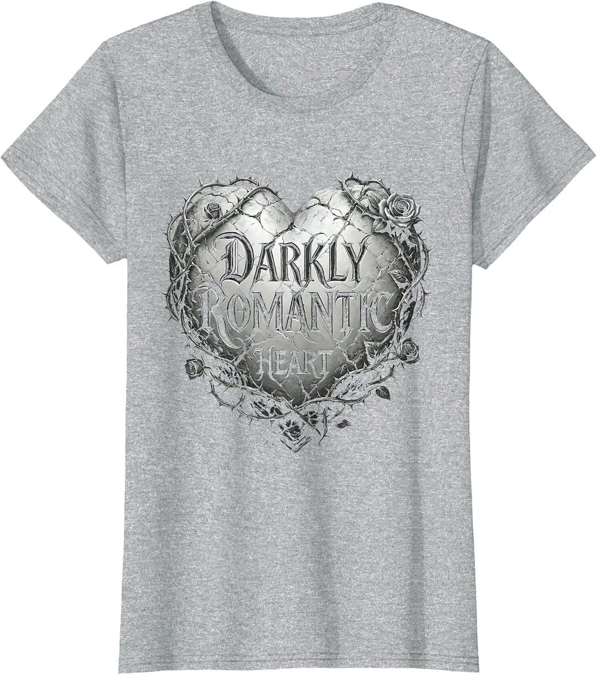 Darkly Romantic Heart Gothic Women Design T-Shirt - Heather Grey