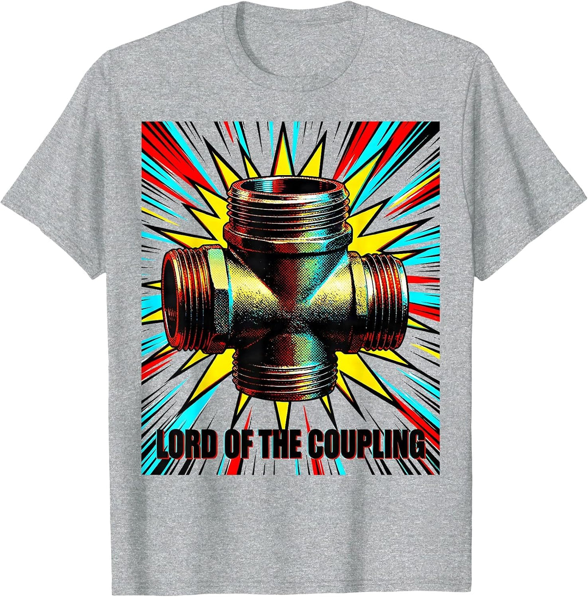 Men's Lord Of The Coupling Funny Plumber Pipefitter Occupational T-Shirt - Heather Grey