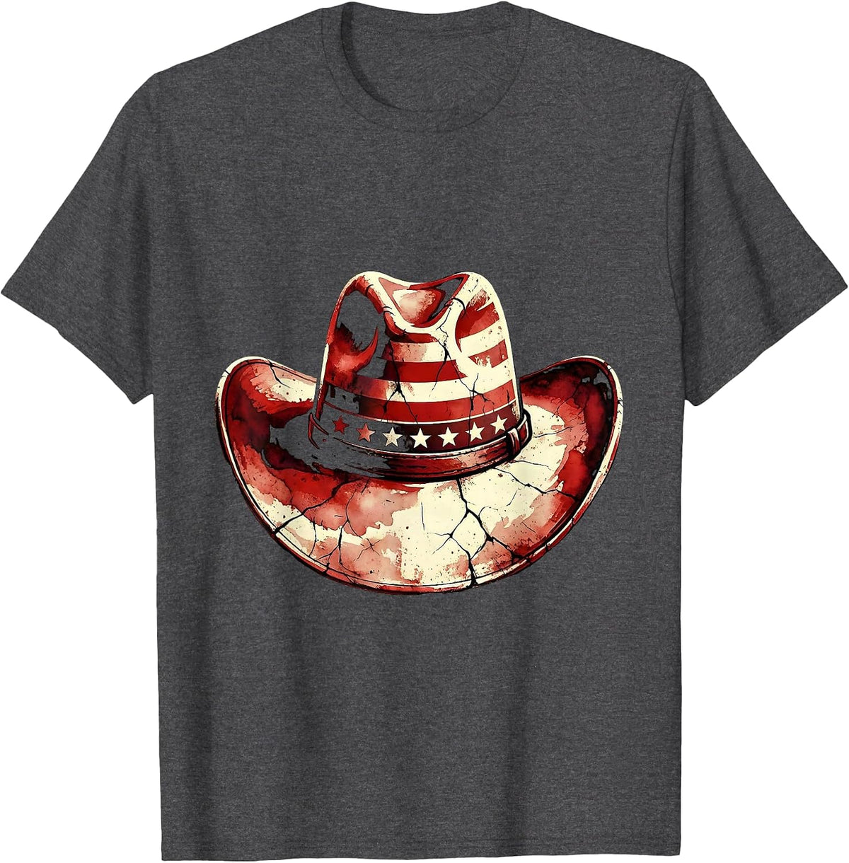 Kids Stars and Stripes Cowboy Hat Patriotic Design T-Shirt - Dark Heather Grey