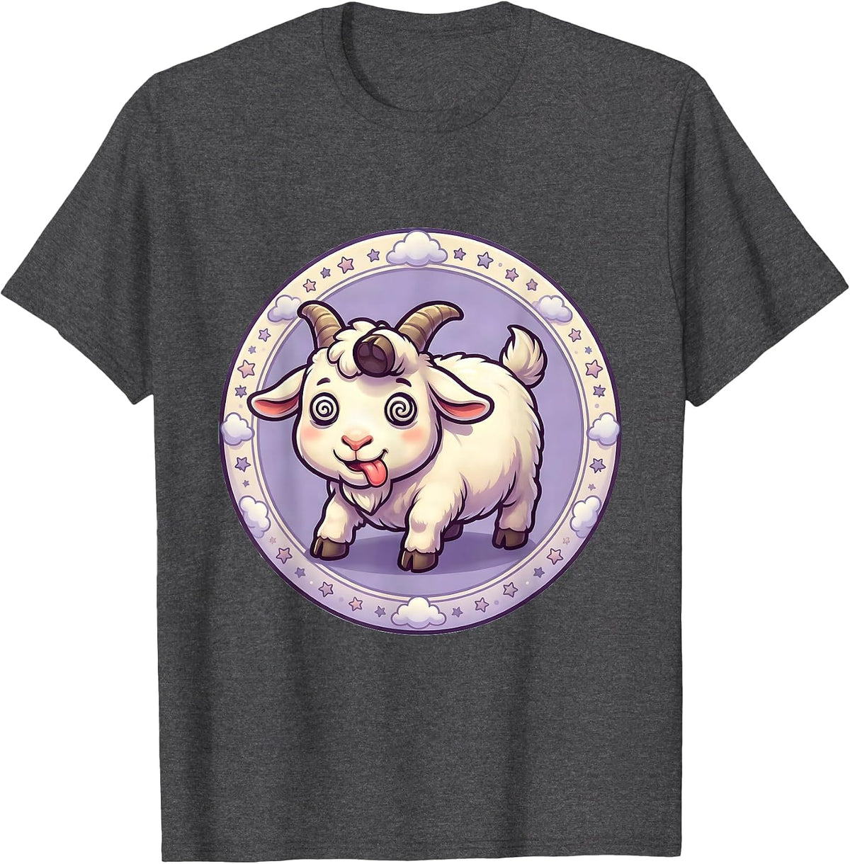 Men's Funny Fainting Goat Mid-Collapse Graphic T-Shirt - Dark Heather Grey