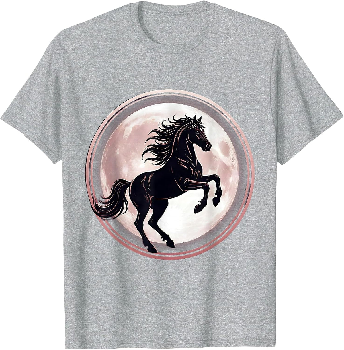 Men's Rearing Horse Silhouette Full Moon Graphic T-Shirt - Heather Grey