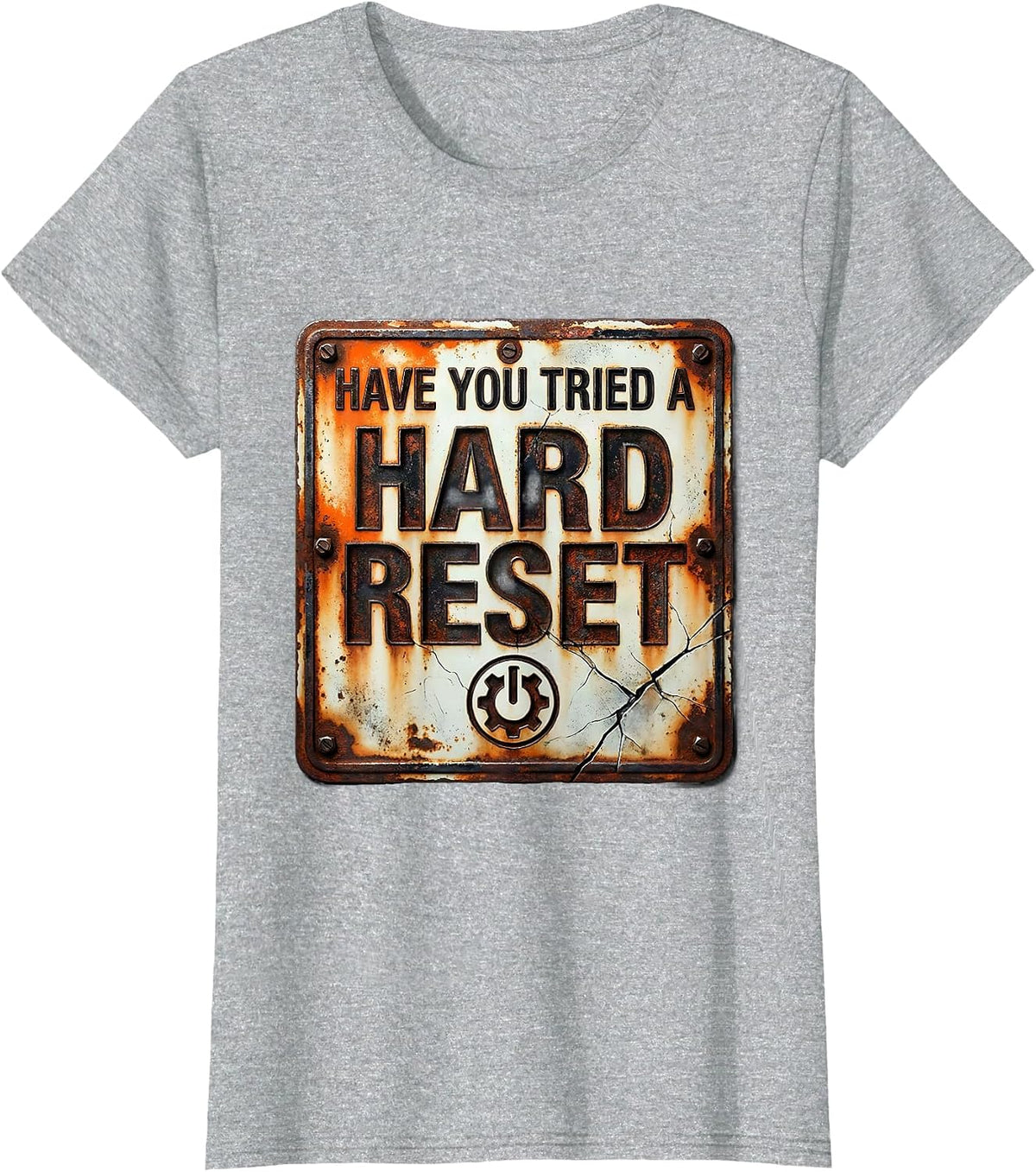 Women's Have You Tried A Hard Reset Distressed IT Tech Support T-Shirt - Heather Grey