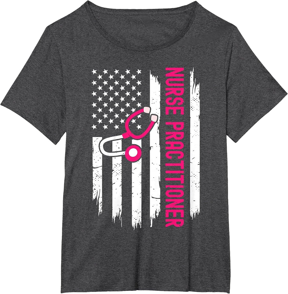 Nurse Practitioner American Flag 4th of July NP Nursing T-Shirt - Dark Heather Grey