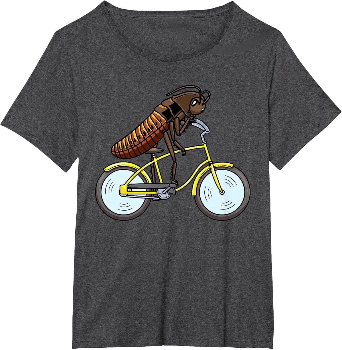 Madagascar Cockroach on a Bicycle Cyclist T-Shirt - Dark Heather Grey