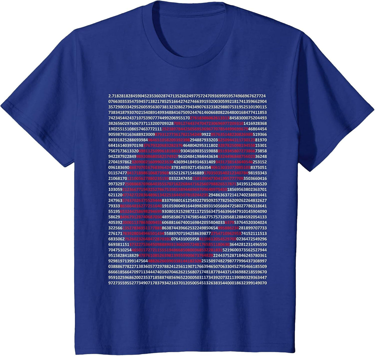 Nerdy e Euler's Number Digits Algebra Math Teacher Geek T-Shirt - Royal Blue