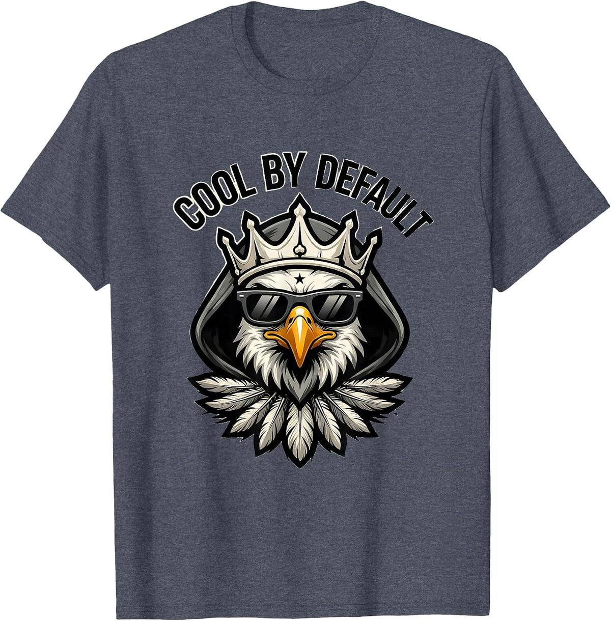 COOL BY DEFAULT Bald Eagle Mascot Sunglasses Funny Eagle T-Shirt - Heather Blue