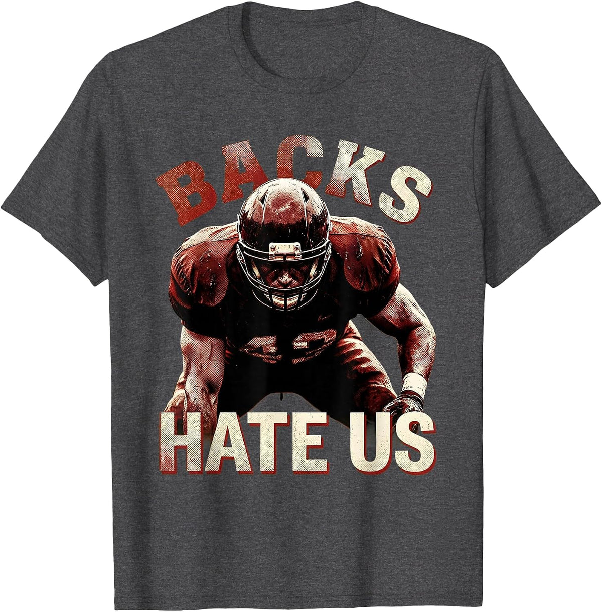 Backs Hate Us Rugby Forward Pride Design T-Shirt - Dark Heather Grey