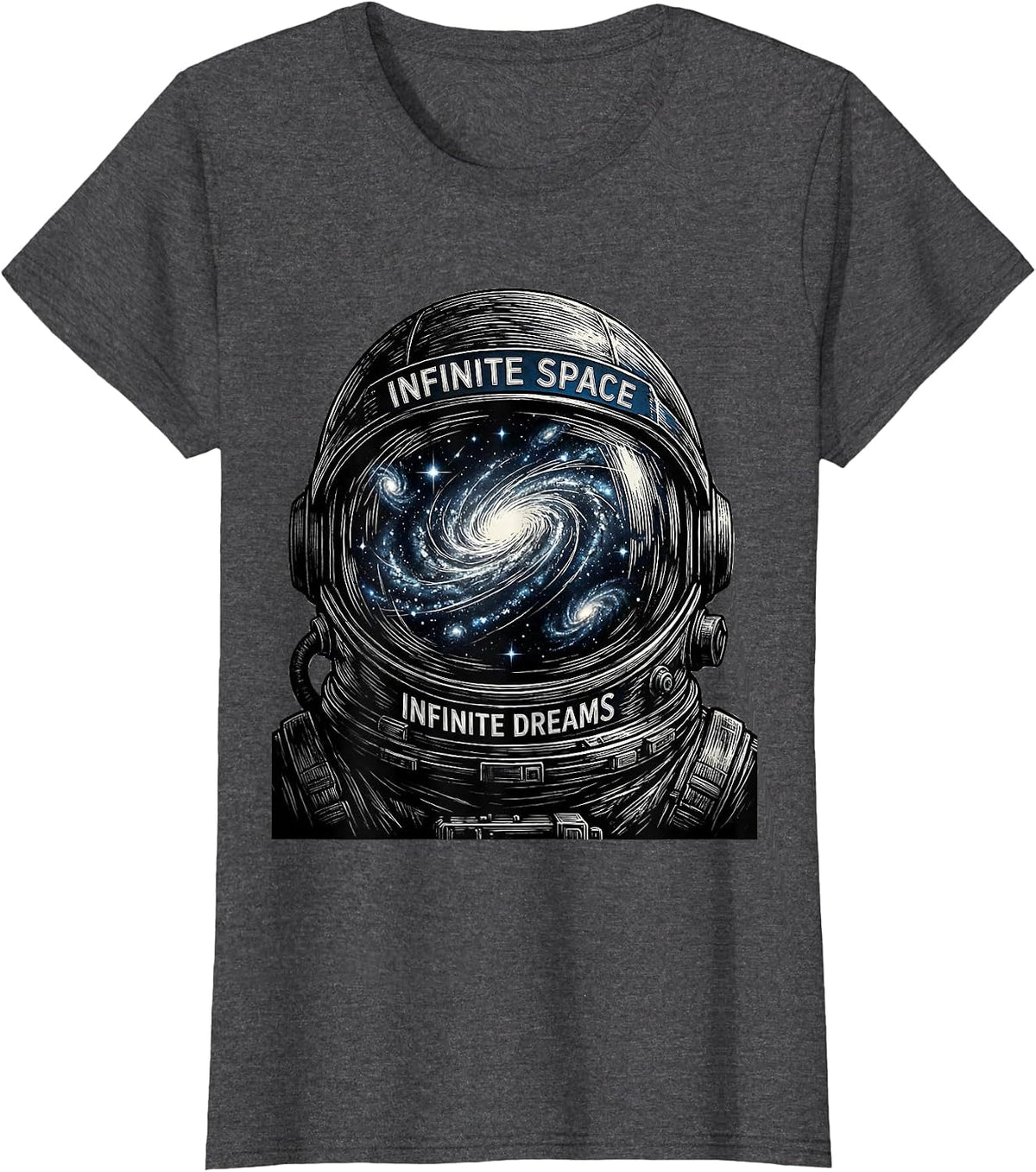 Women's Infinite Space Infinite Dreams Galaxy Design T-Shirt - Dark Heather Grey